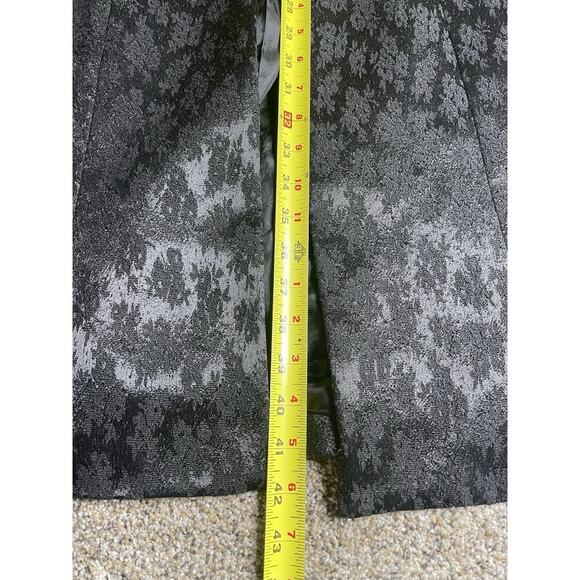 Vintage Black Jacquard Coat Jacket Faux Fur Trim Y2K Goth Whimsigoth Small - Picture 8 of 10